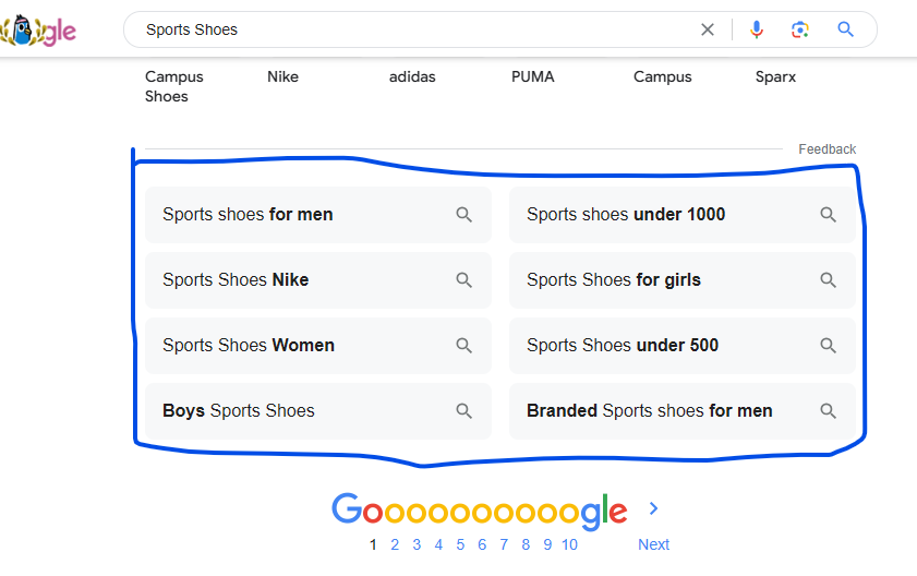 Use Related Searches feature to find keywords for your content