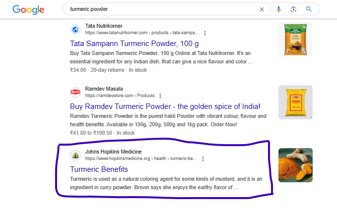 Keyword intent example