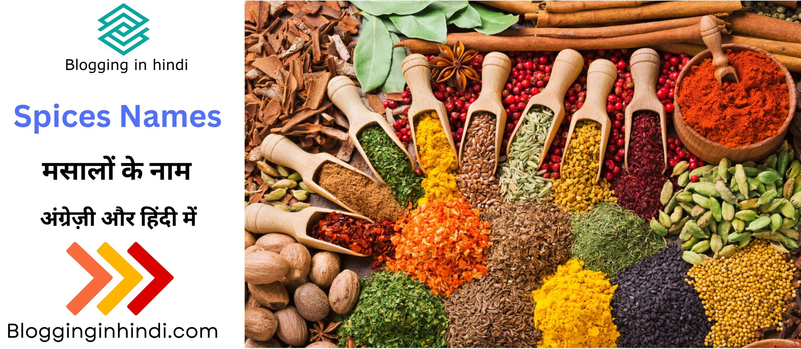 Spices names in English and Hindi